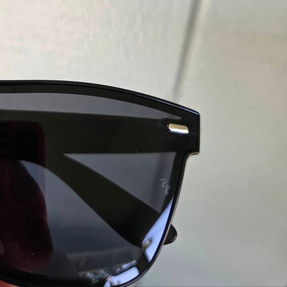 RayBan Blaze Wayfarer Black Semi Transparent Overlay Sunglasses - Picture 7 of 9